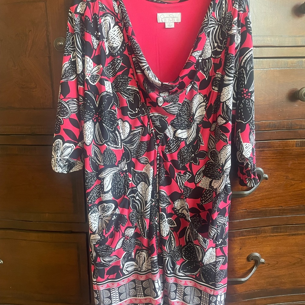 Jessica Simpson Floral Dress - Black, White, Pink